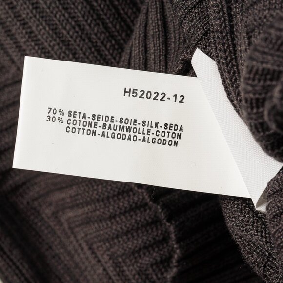 Armani Collezioni Brownish-Grey Ribbed Silk-Blend Knit 1/2-Zip Pullover - Picture 10 of 11